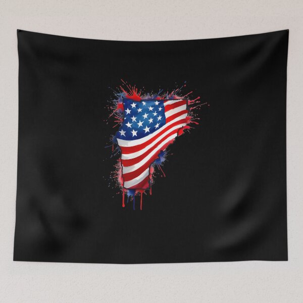 Item preview, Vermont Stars & Stripes State Silhouette – Distressed Americana designed and sold by Paper Drip.