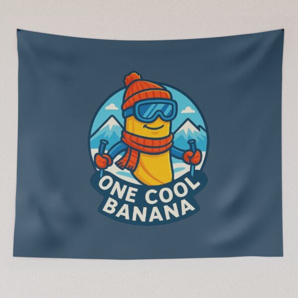 Item preview, One Cool Banana – Funny Winter Ski Design designed and sold by Blaze & Trail Creative.