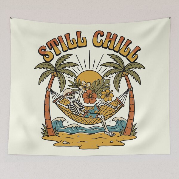Item preview, Still Chill Skeleton Beach Illustration designed and sold by livvestudio.