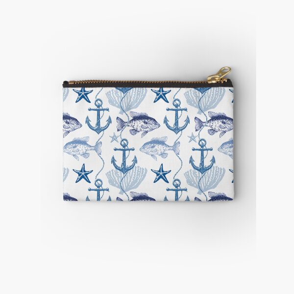 Item preview, Nautical Seamless Pattern with Vintage Fish and Anchors designed and sold by Rômulo Queiroz.