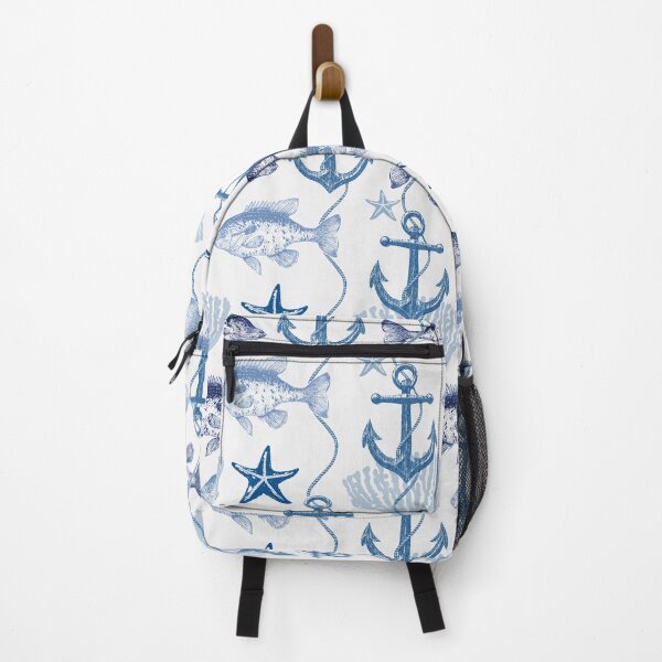 Item preview, Nautical Seamless Pattern with Vintage Fish and Anchors designed and sold by Rômulo Queiroz.