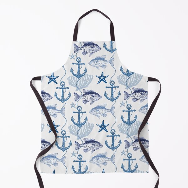 Item preview, Nautical Seamless Pattern with Vintage Fish and Anchors designed and sold by Rômulo Queiroz.