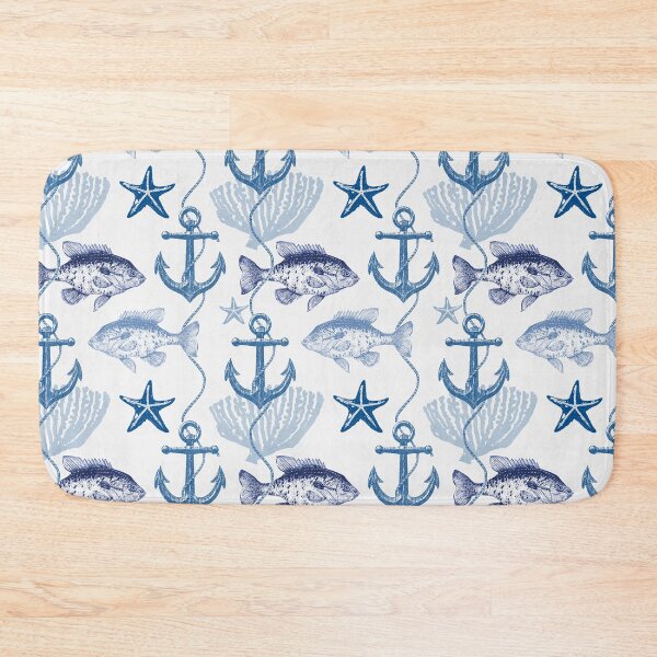Item preview, Nautical Seamless Pattern with Vintage Fish and Anchors designed and sold by Rômulo Queiroz.