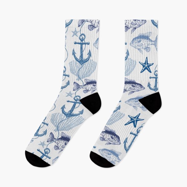 Item preview, Nautical Seamless Pattern with Vintage Fish and Anchors designed and sold by Rômulo Queiroz.