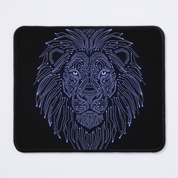 Item preview, Cyberpunk Lion Head - Futuristic Neon Circuit Art designed and sold by Aura-design-Art.