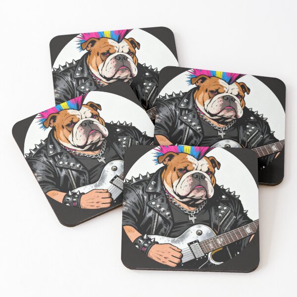 Item preview, Funny Punk Rock Bulldog Playing Electric Guitar designed and sold by Glitchy Paws.