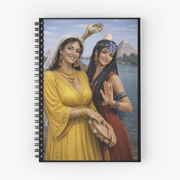 Item preview, Ancient Egypt meets Old Cairo — two timeless women united by rhythm, culture, and the heartbeat of the Nile with a riqq designed and sold by TuyaArts.