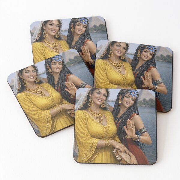 Item preview, Ancient Egypt meets Old Cairo — two timeless women united by rhythm, culture, and the heartbeat of the Nile with a riqq designed and sold by TuyaArts.