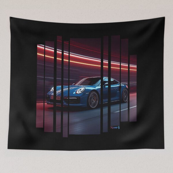 Item preview, Porsch 911 Turbo S inspired Design Vintage racing poster style, dynamic motion lines 4 designed and sold by Neon G.