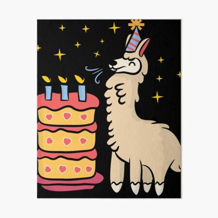 Impression Rigide Joyeux Anniversaire De Llama Gateau D Anniversaire D Alpaga Par Printpress Redbubble