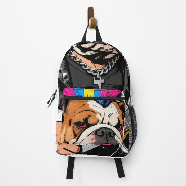 Item preview, Rocker Bulldog with Colorful Punk Crest designed and sold by Glitchy Paws.