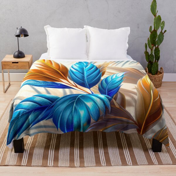 Item preview, Elegant Golden Blue Leaves Art designed and sold by MargaretWiktor.