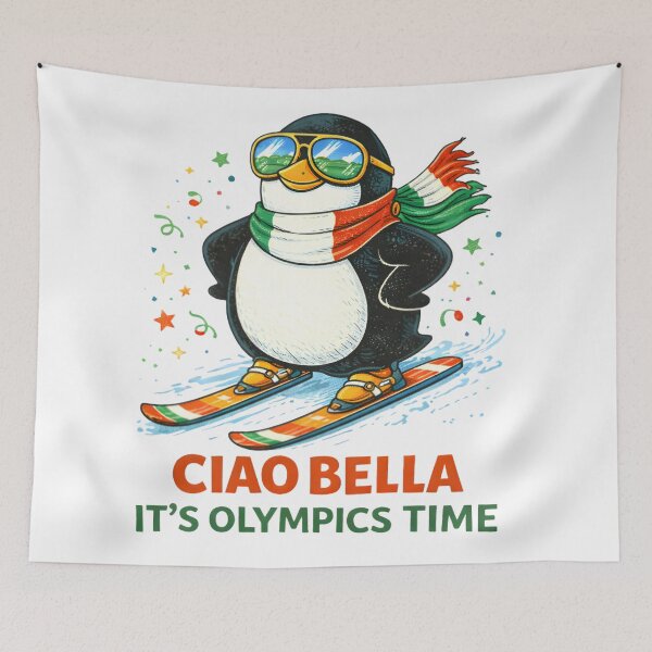 Item preview, Ciao Bella Olympic Ski Penguin Art designed and sold by AnnDesignStudio.
