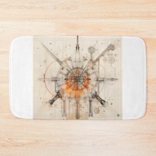Item preview, Intricate Architectural Blueprint Depicting a Complex Industrial Turbine System with Radiant Amber Geometrical Precision and Drafting designed and sold by Epsydon Designers.