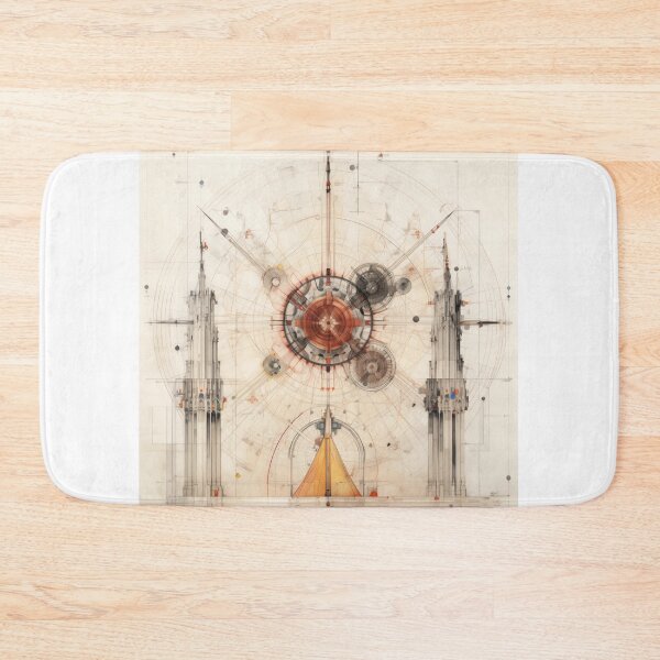 Item preview, Intricate Architectural Blueprint Depicting a Complex Industrial Turbine System with Radiant Amber Geometrical Precision and Drafting designed and sold by Epsydon Designers.