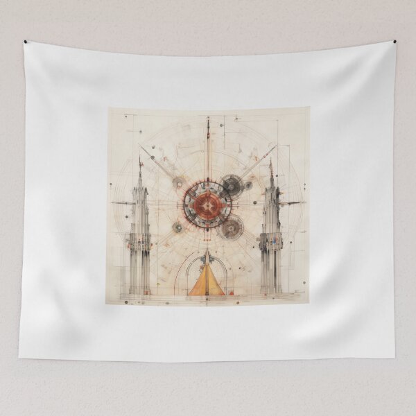 Item preview, Intricate Architectural Blueprint Depicting a Complex Industrial Turbine System with Radiant Amber Geometrical Precision and Drafting designed and sold by Epsydon Designers.