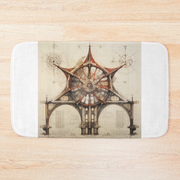 Item preview, Intricate Architectural Blueprint Depicting a Complex Industrial Turbine System with Radiant Amber Geometrical Precision and Drafting designed and sold by Epsydon Designers.