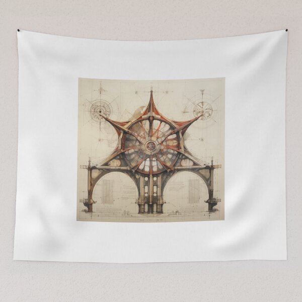 Item preview, Intricate Architectural Blueprint Depicting a Complex Industrial Turbine System with Radiant Amber Geometrical Precision and Drafting designed and sold by Epsydon Designers.