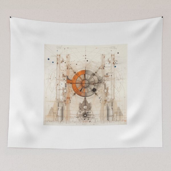 Item preview, Intricate Architectural Blueprint Depicting a Complex Industrial Turbine System with Radiant Amber Geometrical Precision and Drafting designed and sold by Epsydon Designers.