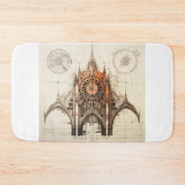 Item preview, Intricate Architectural Blueprint Depicting a Complex Industrial Turbine System with Radiant Amber Geometrical Precision and Drafting designed and sold by Epsydon Designers.
