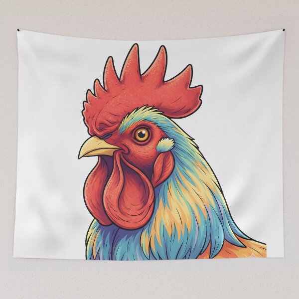 Item preview, Vibrant Rooster Head Illustration: Majestic Gamecock Portrait with Detailed Plumage designed and sold by VibranPalette.