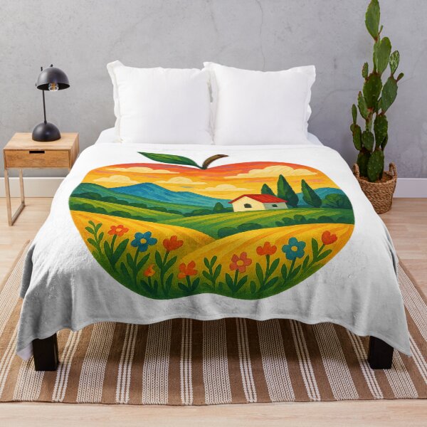 Item preview, Sunset Countryside Within an Apple designed and sold by chromatalove.