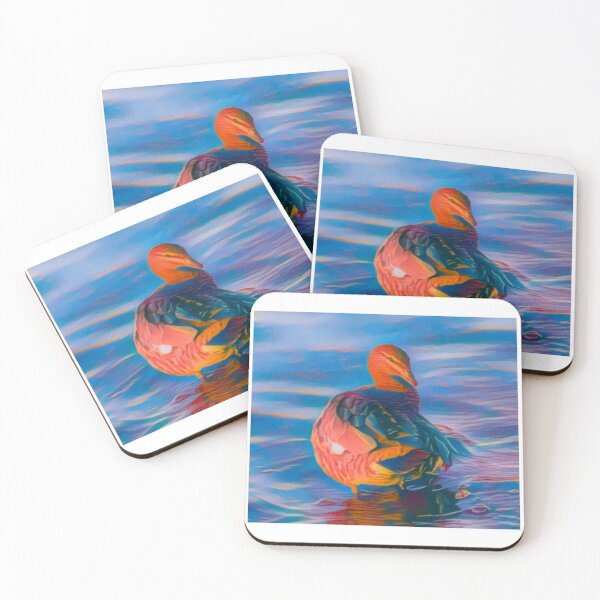 Item preview, a duck standing at the edge of a lake at sunrise designed and sold by StuffbyEdmund.