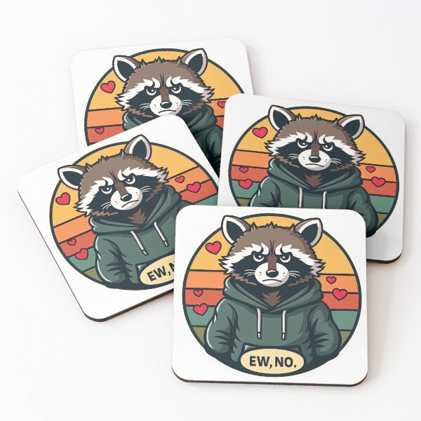 Item preview, grumpy Anti-Valentine Raccoon Sticker - Sarcastic Trash Panda Ew No Art designed and sold by The Grumpy Pet Club.