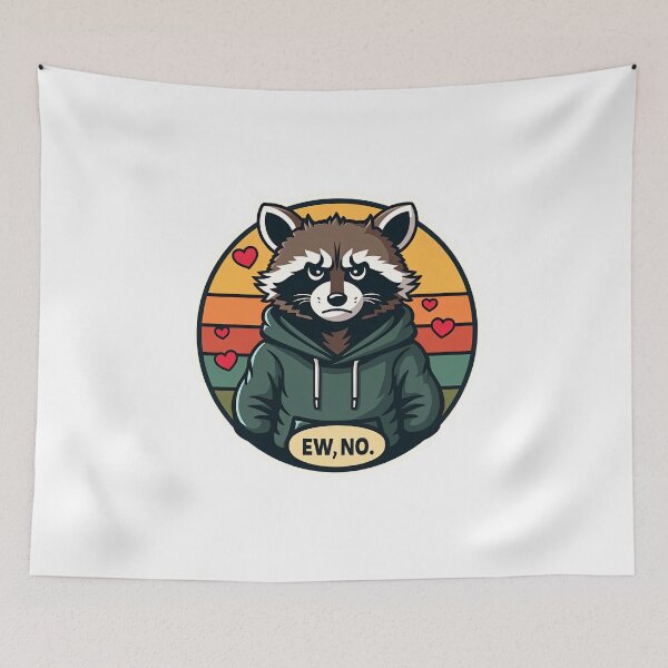 Item preview, grumpy Anti-Valentine Raccoon Sticker - Sarcastic Trash Panda Ew No Art designed and sold by The Grumpy Pet Club.