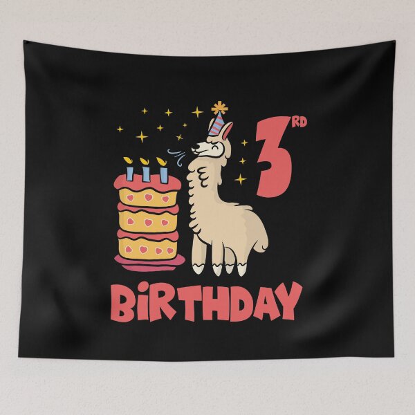 Item preview, Cute Llama 3rd Birthday - Alpaca Birthday Cake designed and sold by PrintPress.