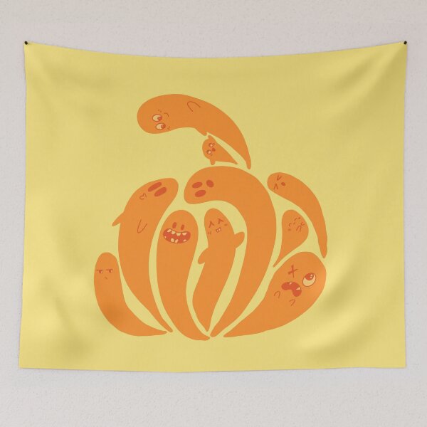 Item preview, Ghost In A Pumpkin Silhouette With yellow background  designed and sold by missmann.