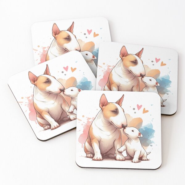 Item preview, English Bull Terrier and Puppy Love Watercolor designed and sold by BigBlueArt.