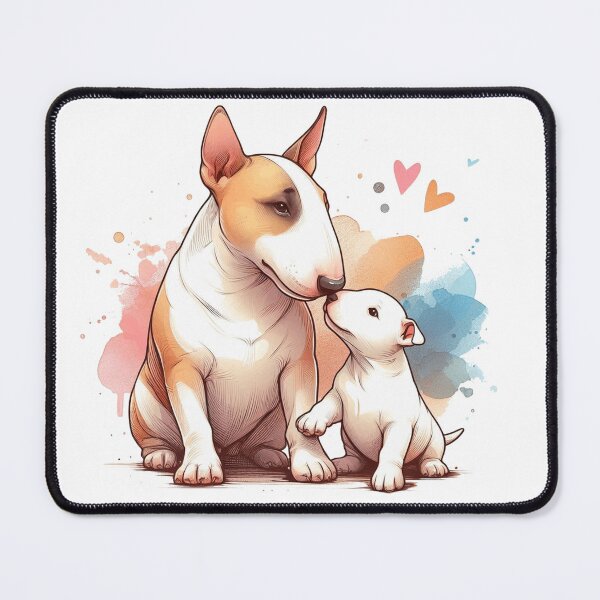 Item preview, English Bull Terrier and Puppy Love Watercolor designed and sold by BigBlueArt.
