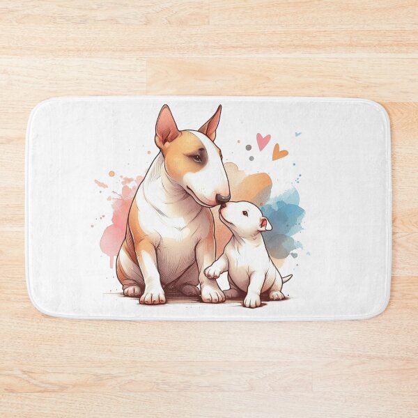 Item preview, English Bull Terrier and Puppy Love Watercolor designed and sold by BigBlueArt.