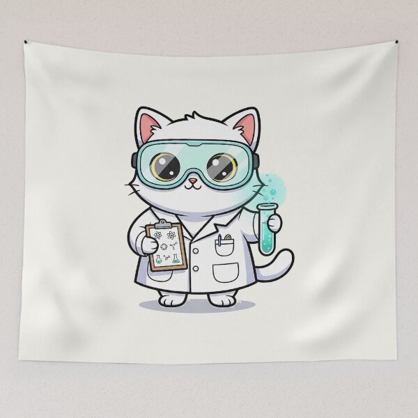 Item preview, Cute Scientist Cat Cartoon designed and sold by HoopeStylee.