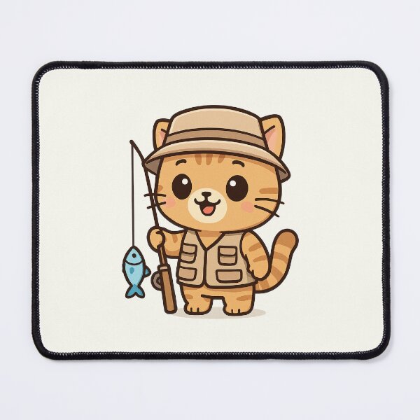Item preview, Cute Fisherman Cat Cartoon designed and sold by HoopeStylee.