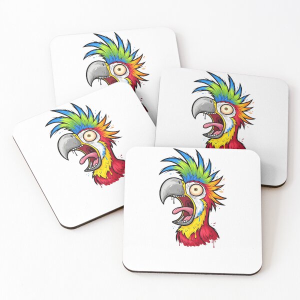 Item preview, Crazy Colorful Parrot Scream Cartoon Illustration designed and sold by aaljone007.
