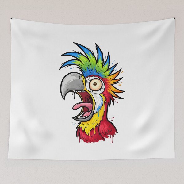 Item preview, Crazy Colorful Parrot Scream Cartoon Illustration designed and sold by aaljone007.