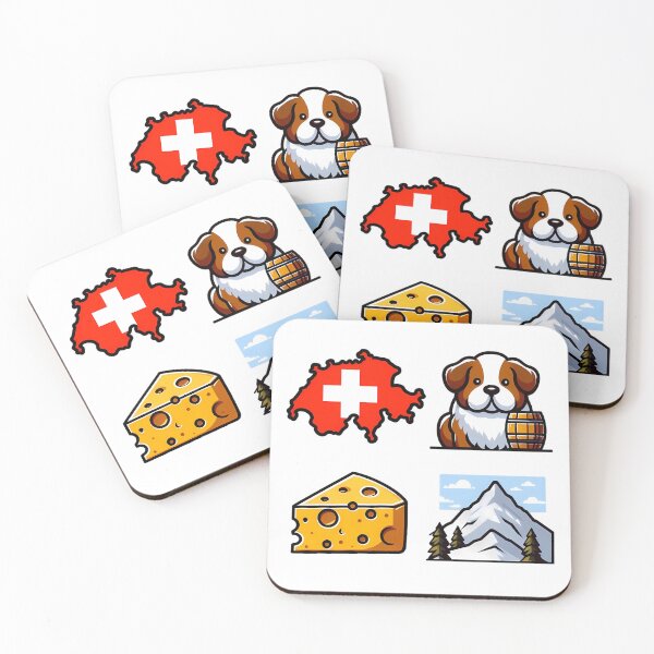 Item preview, Switzerland Icons - Flag Map, St Bernard & Cheese designed and sold by GREENZ0NE.