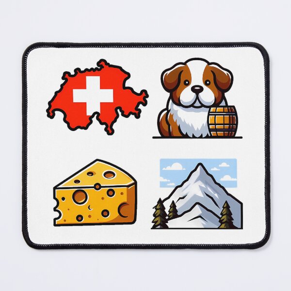 Item preview, Switzerland Icons - Flag Map, St Bernard & Cheese designed and sold by GREENZ0NE.