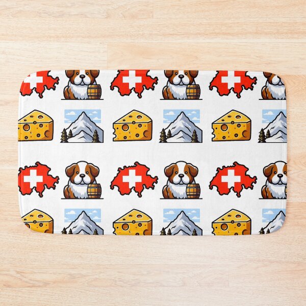 Item preview, Switzerland Icons - Flag Map, St Bernard & Cheese designed and sold by GREENZ0NE.