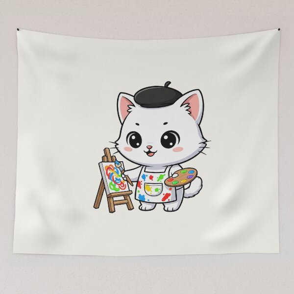 Item preview, Cute Artist Cat Cartoon designed and sold by HoopeStylee.