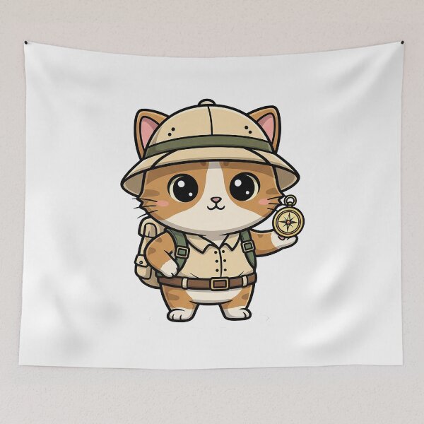 Item preview, Cute Explorer Cat Cartoon designed and sold by HoopeStylee.