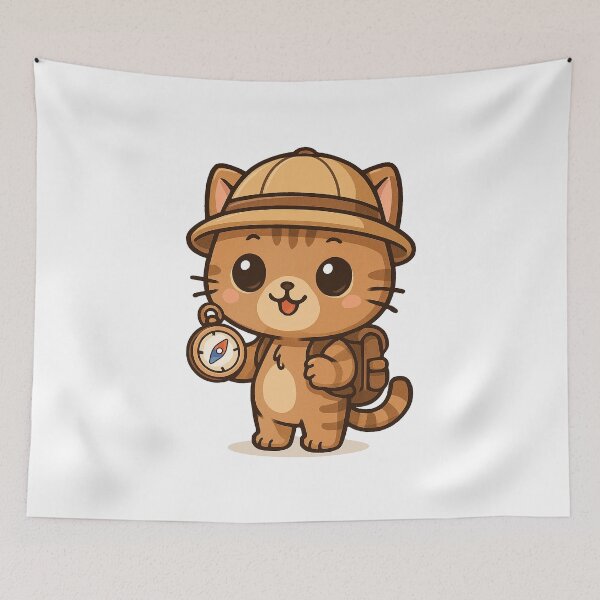 Item preview, Cute Explorer Cat Cartoon designed and sold by HoopeStylee.