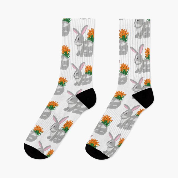 Item preview, White and gray rabbit and flowers  designed and sold by Daniel Vasco.
