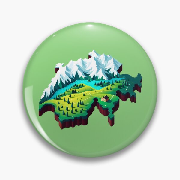 Item preview, Beautiful Switzerland Map Landscape - 3D Alps & Nature Art designed and sold by GREENZ0NE.