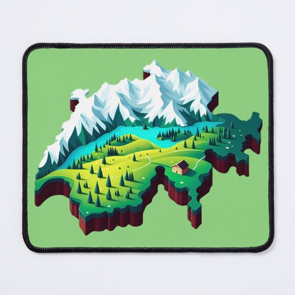Item preview, Beautiful Switzerland Map Landscape - 3D Alps & Nature Art designed and sold by GREENZ0NE.
