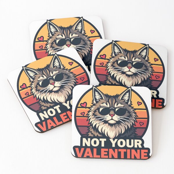 Item preview, Funny Anti-Valentine Maine Coon Cat Sticker - Not Your Valentine Sarcastic Art designed and sold by The Grumpy Pet Club.
