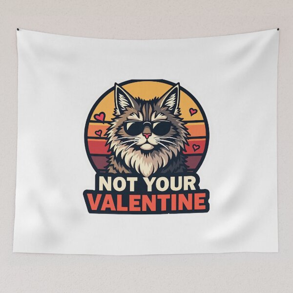 Item preview, Funny Anti-Valentine Maine Coon Cat Sticker - Not Your Valentine Sarcastic Art designed and sold by The Grumpy Pet Club.