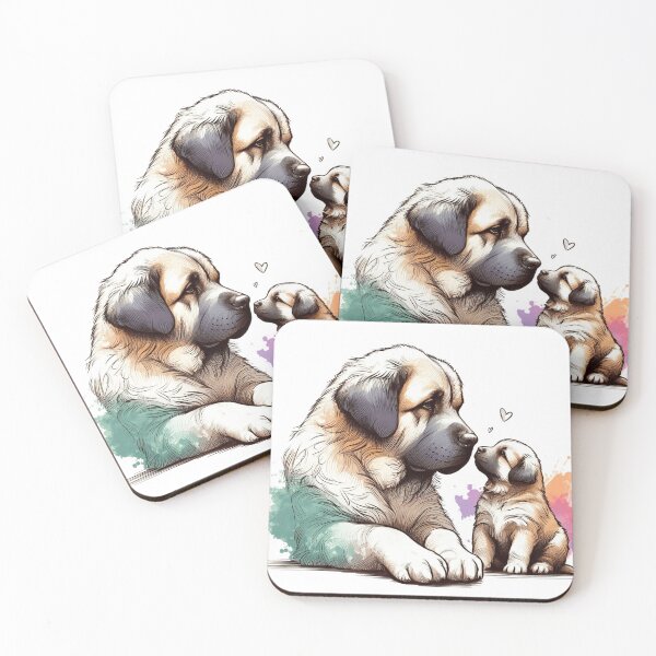 Item preview, Pyrenean mastiff Puppy Love Gentle Giant Watercolor designed and sold by BigBlueArt.